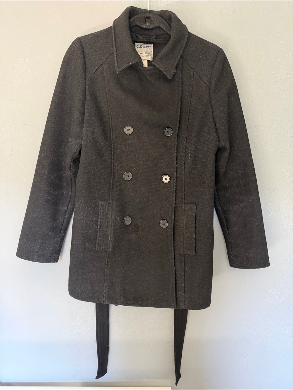 Old Navy Women’s Black Wool‎ Blend Double Breasted Pea Coat Jacket Small
